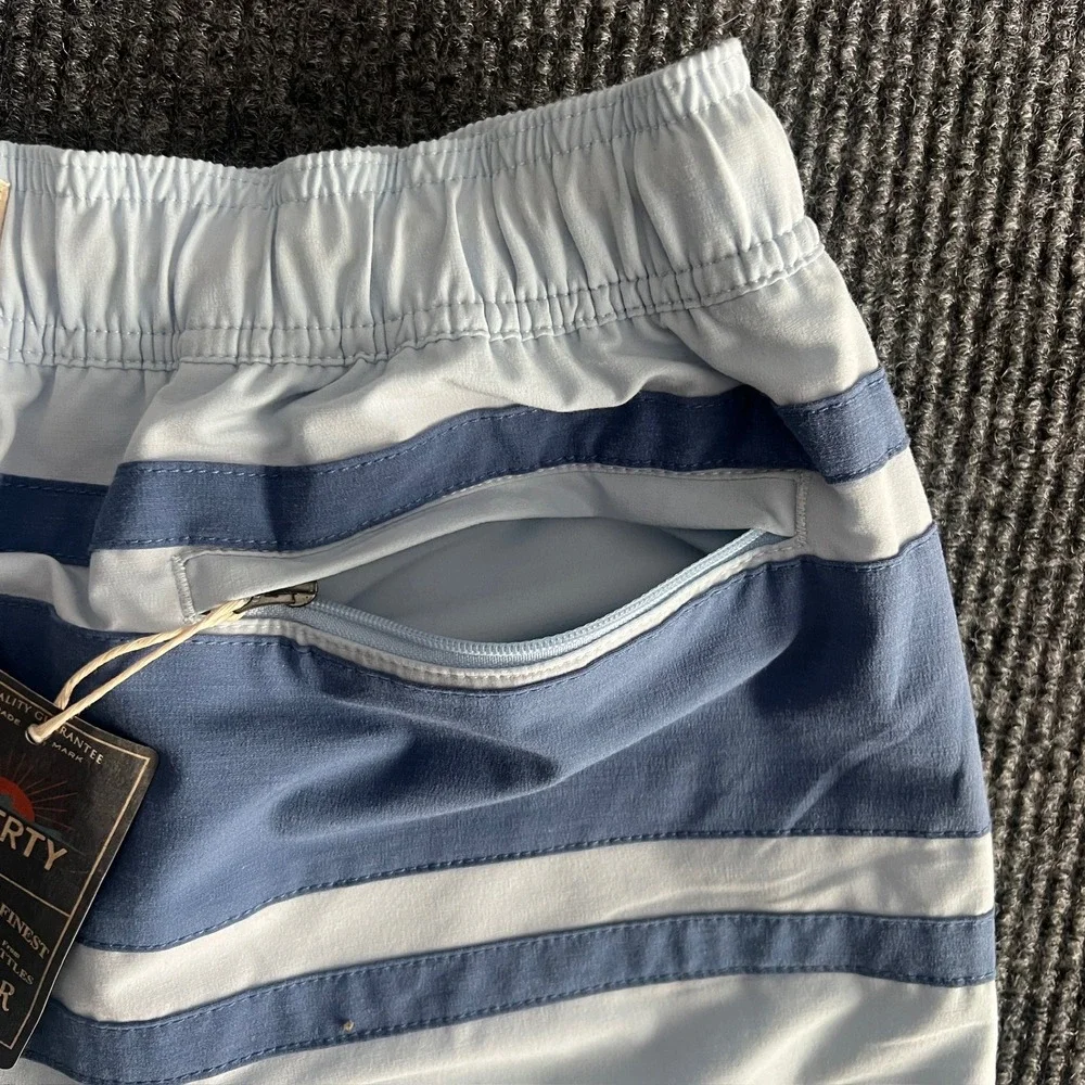 NWT Faherty Men's XXL Beacon Trunk Sky Surf Stripe Swim Shorts Blue MSS2202-SSF